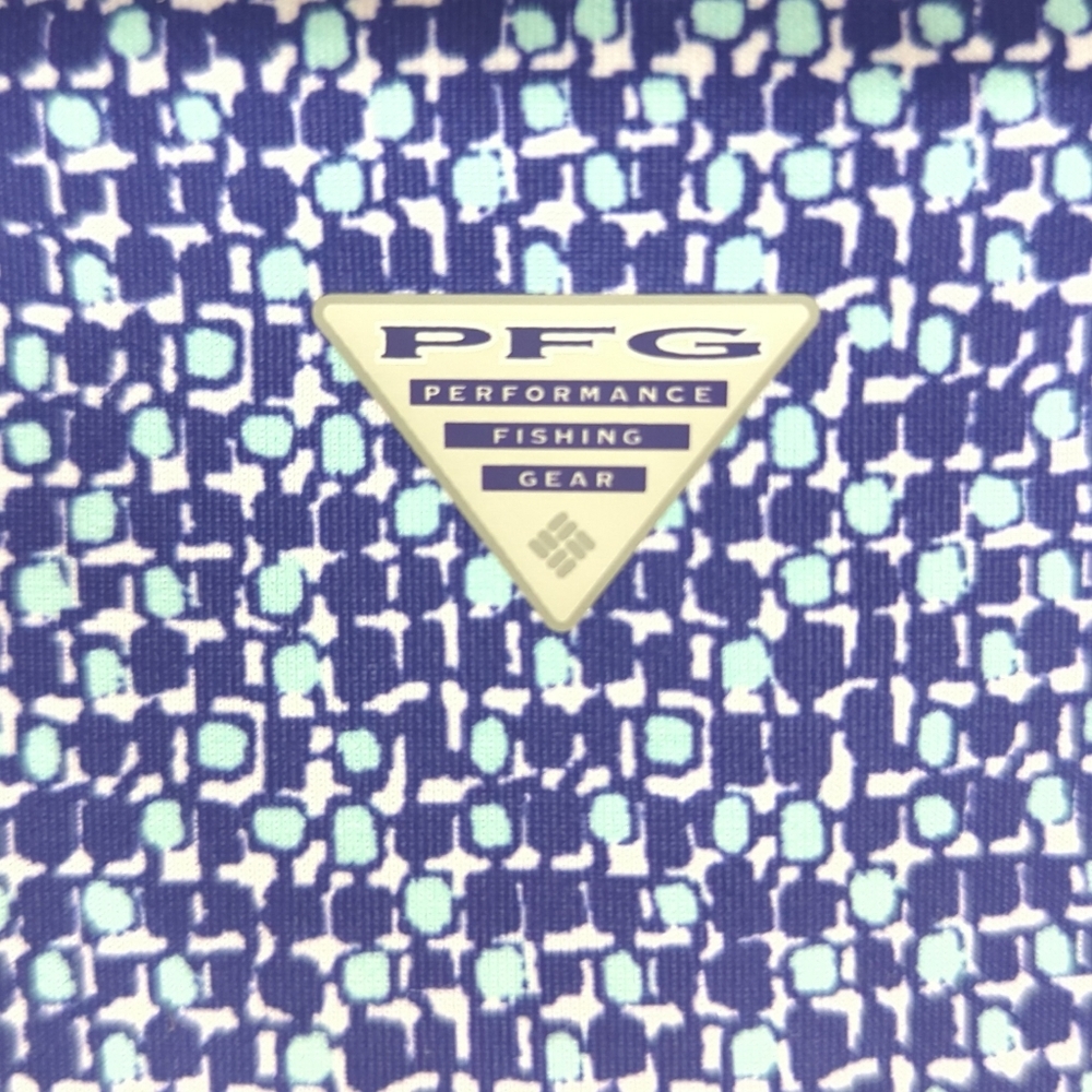 Columbia PFG Blue & White Geometric Omni-Freeze Advanced Cooling Dress Size M - Picture 6 of 8